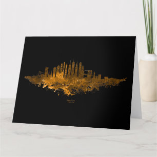 New York City Skyline Watercolor in orange Dankeskarte