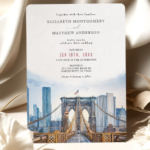 New York City Skyline Wedding Brooklyn Bridge Einladung