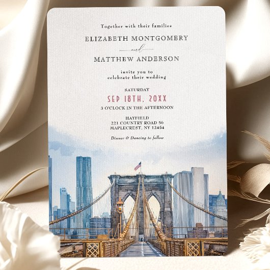 New York City Skyline Wedding Brooklyn Bridge Einladung