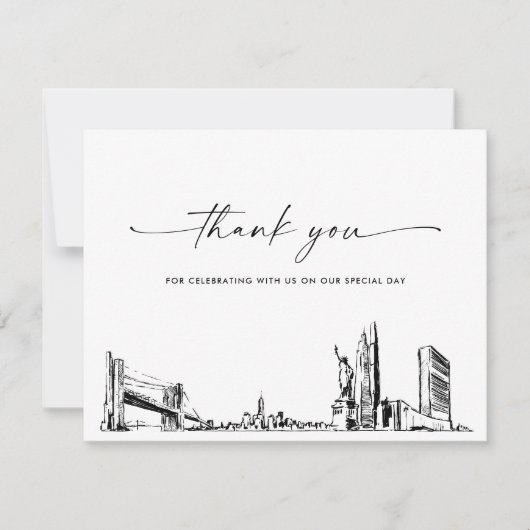 New York City Skyline Wedding Foto Danke Card Einladung (Vorderseite)
