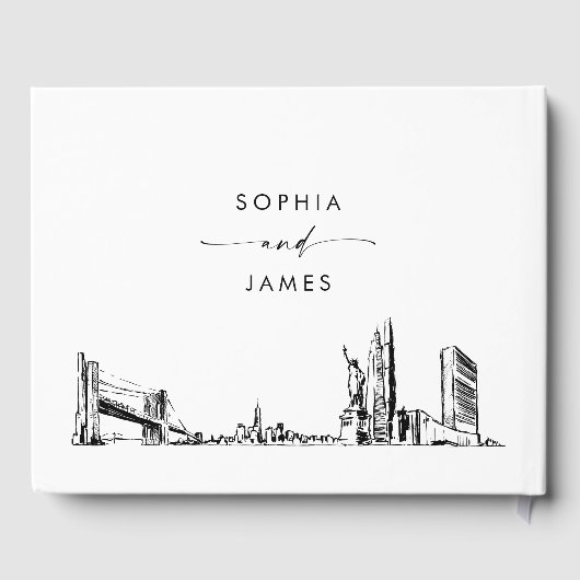 New York City Skyline Wedding Guest Book Gästebuch (Rückseite)