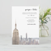 New York City Skyline Wedding Invite with Photo Einladung (Stehend Vorderseite)