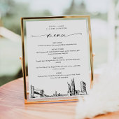 New York City Skyline Wedding Menu Sign Poster