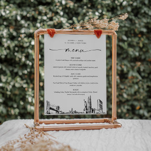 New York City Skyline Wedding Menu Sign Poster