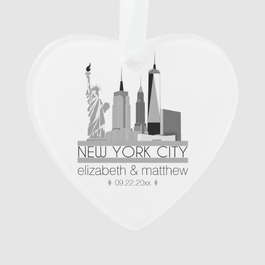 New York City Skyline Wedding Ornament (Rückseite)