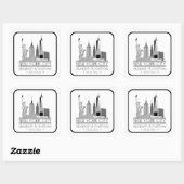 New York City Skyline Wedding Quadratischer Aufkleber (Blatt)