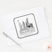 New York City Skyline Wedding Quadratischer Aufkleber (Umschlag)