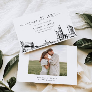 New York City Skyline Wedding Save the Date Card Einladung