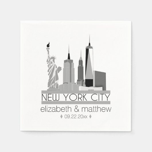 New York City Skyline Wedding Serviette (Vorderseite)