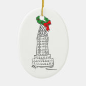 New York City Skyscraper Wreath NYC Weihnachten We Keramikornament (Vorne)