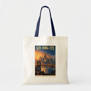 New York City Sonnenuntergangs-Illustration Reise Tragetasche