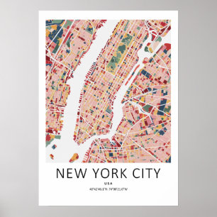 New York City Stadtplan Poster Moderne NYC Wandk
