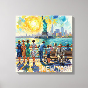 New York City Statue Liberty Vintage Stretchdose Leinwanddruck