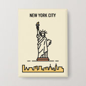 New York City Statue of Liberty Line Art Travel Button (Vorderseite)