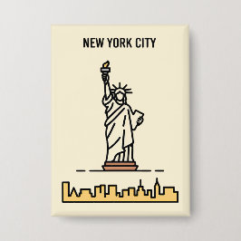 New York City Statue of Liberty Line Art Travel Button