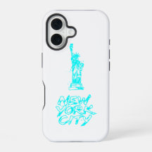 New York City Statue of Liberty Neon Cyan Pinsel