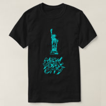 New York City Statue of Liberty Neon Cyan Pinsel