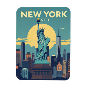 New York City Statue of Liberty Reise Vintage Magnet