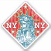 New York City Statue of Liberty Retro NY Travel Aufkleber (Vorderseite)