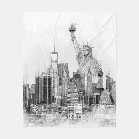 New York City Statue of Liberty Sketch Fleecedecke (Vorderseite)