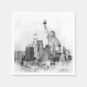 New York City Statue of Liberty Sketch Serviette