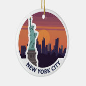 New York City Statue of Liberty Skyline Keramik Ornament (Rechts)