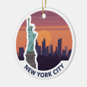 New York City Statue of Liberty Skyline Keramik Ornament (Links)
