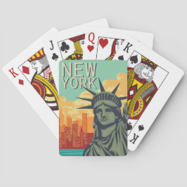 New York City Statue of Liberty Skyline Retro Spielkarten