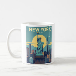 New York City Statue of Liberty Travel Vintag Kaffeetasse