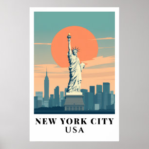 New York City Statue of Liberty Vintage Reise Kuns Poster