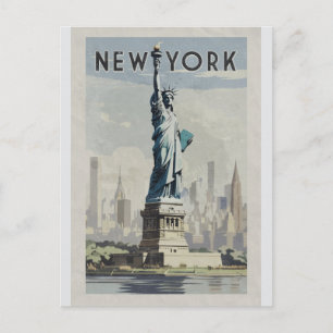 New York City Statue of Liberty Vintage Travel Postkarte
