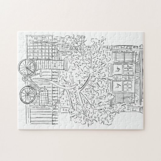 New York City Stoop Black and White Jigsaw Puzzle (Horizontal)