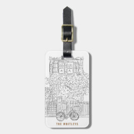 New York City stoop Black and White Luggage Tag Gepäckanhänger