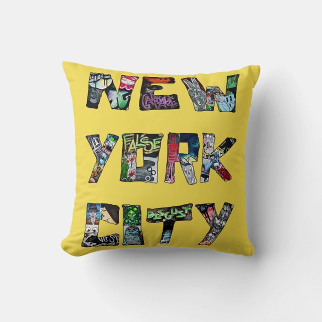 New York City Street Art Throw Cushion Kissen (Vorderseite)