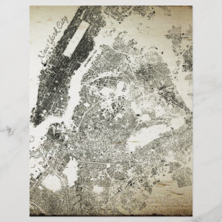 New York City Streets and Gebäude Vintage Karte