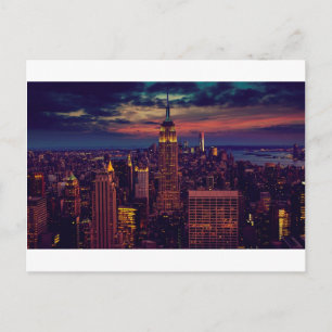 New York City Sundown Skyline Postkarte