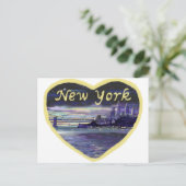 New York City Sunset Lila Stadtbilder Malerei Postkarte (Stehend Vorderseite)