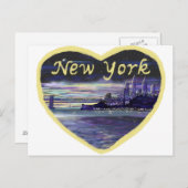 New York City Sunset Lila Stadtbilder Malerei Postkarte (Vorne/Hinten)