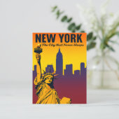 New York City Sunset Skyline Postkarte (Stehend Vorderseite)