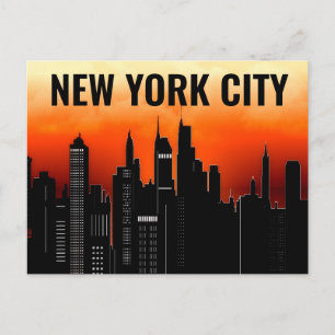 NEW YORK CITY SUNSET SKYLINE VINTAGER STIL POSTKARTE