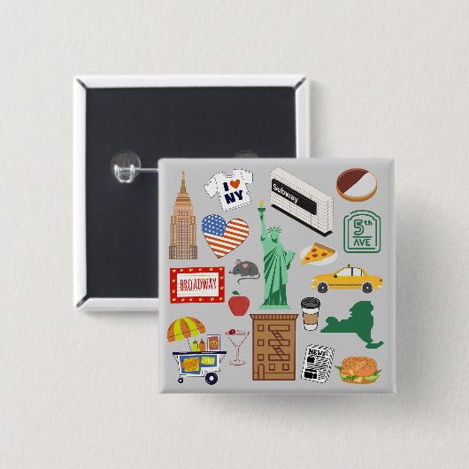 New York City Symbole Button (Vorne & Hinten)