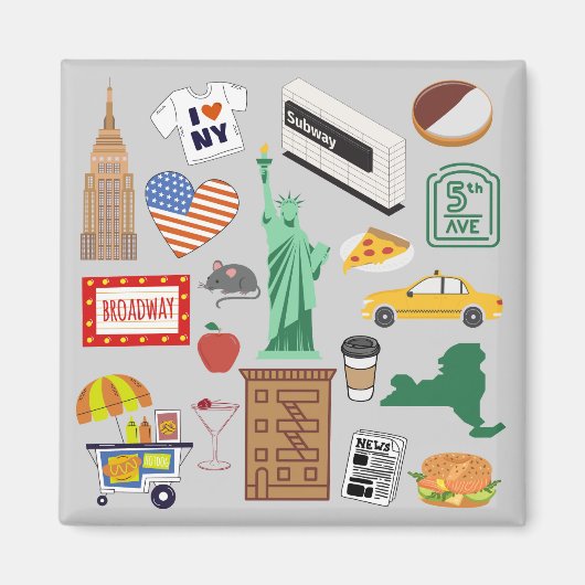 New York City Symbole Magnet (Vorne)