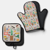 New York City Symbole Ofenhandschuh & Topflappen-Set (Vorderseite/Rückseite)