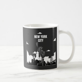 New York City Szenerie Linien Style T-Shirt Kaffeetasse