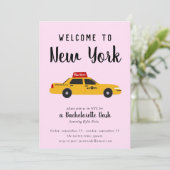 New York City Taxi Junggeselinnen-Abschied Einladu Einladung (Stehend Vorderseite)