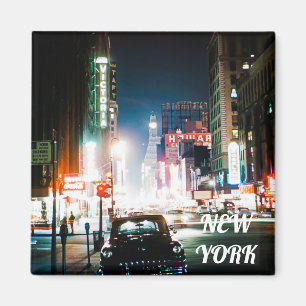 NEW YORK CITY TIMES SQUARE 1950S NEON NIGHT FOTO MAGNET