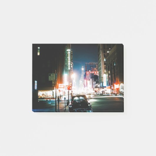 NEW YORK CITY TIMES SQUARE 1950S NEON NIGHT FOTO POST-IT KLEBEZETTEL (Vorderseite)