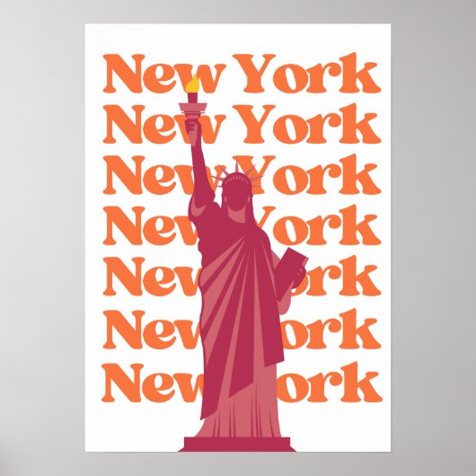 New York City Travel Orange Pink NYC Poster (Vorne)