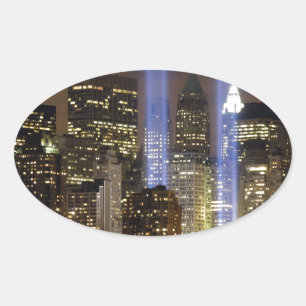 New York City Tribute Lights Ovaler Aufkleber