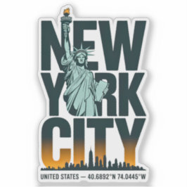 New York City Typografy Statue of Liberty Skyline Aufkleber